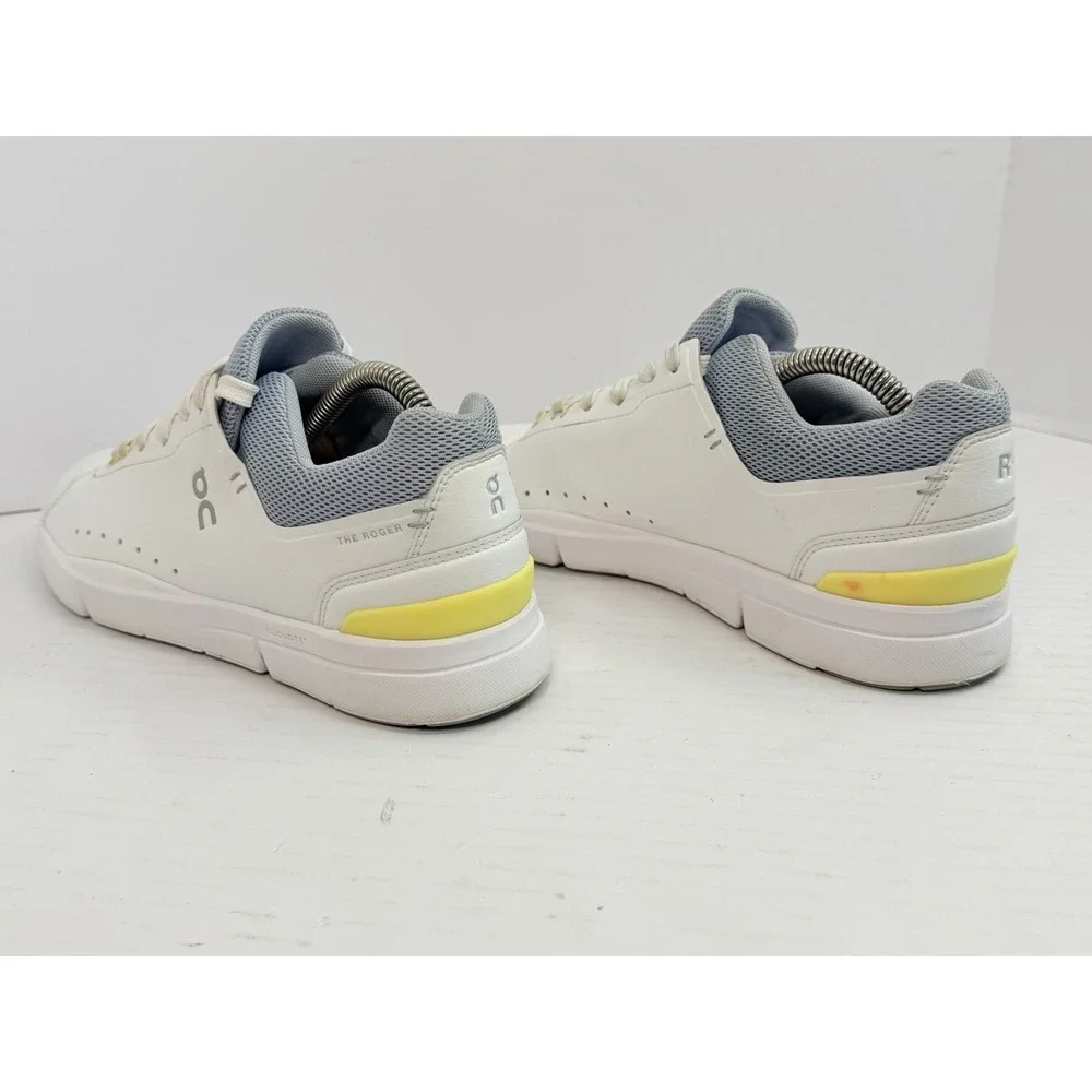 On The Roger Advantage Women's 8.5 White Nimbus Gray Yellow CloudTec Tennis